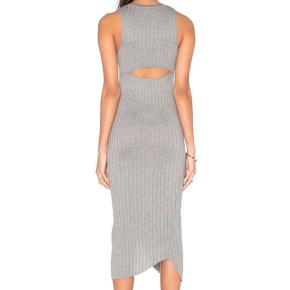 Rag Bone Jean Tri Rib Tank Midi Dress Light Grey Gray Ribbed Knit Slit Back Med - Picture 9 of 9
